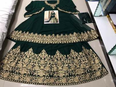 Designer Green Color Faux Georgette Codding Embroidery work Suit designer suits