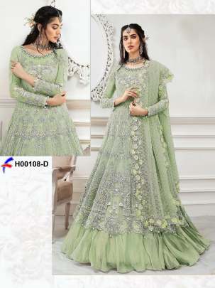 Designer Havy Embroidery Beautiful Pakistani Suit In Light green