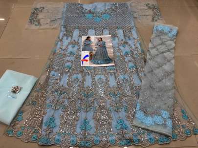 Designer Havy Embroidery Beautiful Pakistani Suit In Light Blue Pakistani Suits