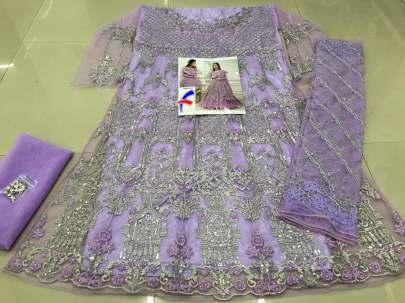 Designer Havy Embroidery Beautiful Pakistani Suit In Lavender Pakistani Suits