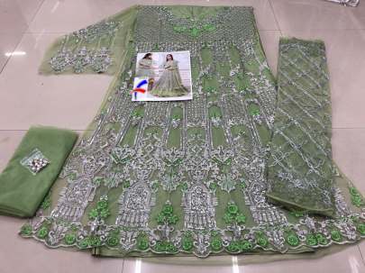 Designer Havy Embroidery Beautiful Pakistani Suit In Light green Pakistani Suits