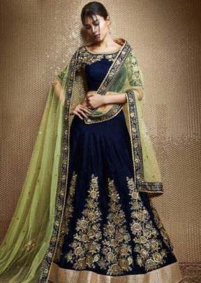 Designer Lehenga Navy Blue Color For  wedding lehenga