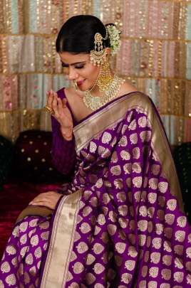 Designer Organic Banarasi Sarees In Purple Color Royal Saree Banarasi Silk Saree