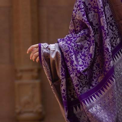 Designer Organic Banarasi Sarees In Purple Color Banarasi Silk Saree