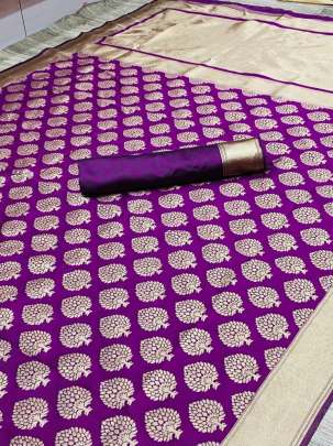 Designer Organic Banarasi Sarees In Purple Color Royal Saree Banarasi Silk Saree