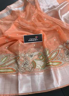 Designer Organza Weaving Silk Saree In Orange designer sarees