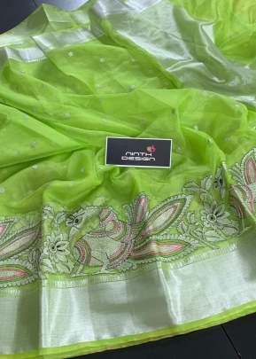 Designer Organza Weaving Silk Saree In Light Green