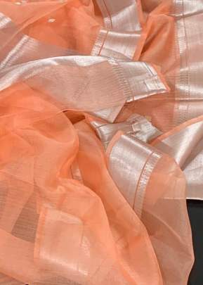 Designer Organza Weaving Silk Saree In Orange designer sarees