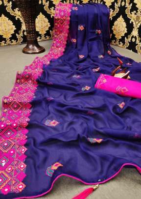 Designer Party wear Moss Chiffon Saree in Purple Chiffon Saree 