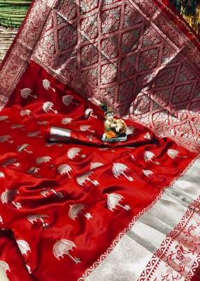 Designer Party wear Soft Silk Saree In Red