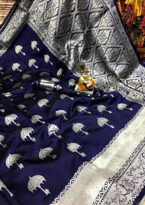 Designer Party wear Soft Silk Saree In Navy Blue designer sarees