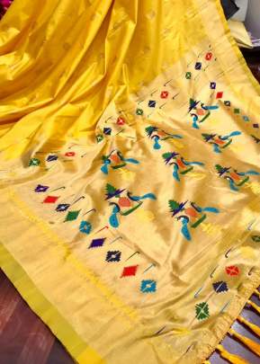 Designer Partywear Pure Kanchipuram Silk Saree In Yellow designer sarees