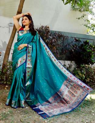 Designer Soft Banarasi Silk Saree With Self Jacquard Waving In Sky Blue partywear sarees