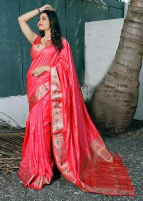 Designer Soft Banarasi Silk Saree With Self Jacquard Waving In Gajaree partywear sarees