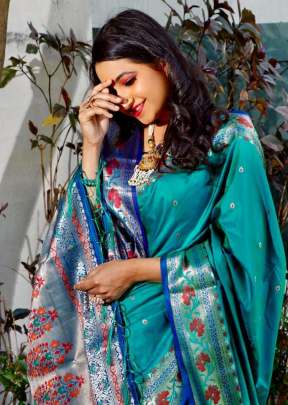 Designer Soft Banarasi Silk Saree With Self Jacquard Waving In Sky Blue partywear sarees