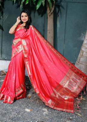 Designer Soft Banarasi Silk Saree With Self Jacquard Waving In Gajaree partywear sarees