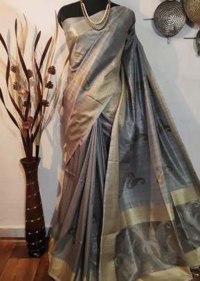 Designer Soft Mulberry Silk Weaving Saree In Grey