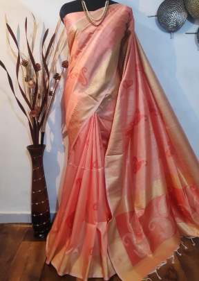 Designer Soft Mulberry Silk Weaving Saree In Peach SILK SAREE