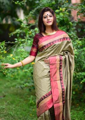 Designer Soft Raw Silk Saree In Light Green