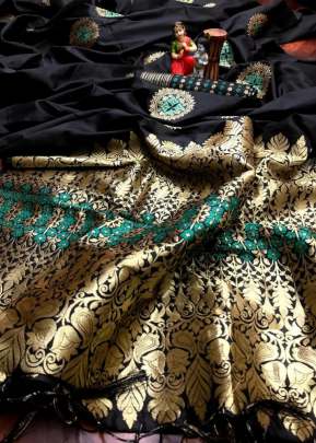 Exclusive Banarasi Lichi Silk Saree In Black