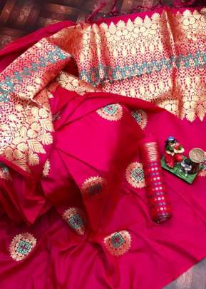 Exclusive Banarasi Lichi Silk Saree In Pink