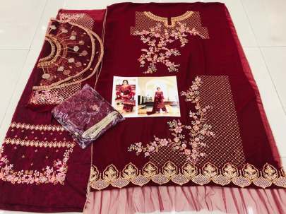 Exclusive Beautifully Design Pakistani Suit With Embroidery Work In Red Pakistani Suits