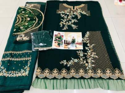 Exclusive Beautifully Design Pakistani Suit With Embroidery Work In Green Pakistani Suits