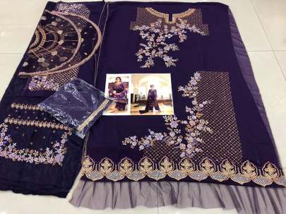 Exclusive Beautifully Design Pakistani Suit With Embroidery Work In Purple Pakistani Suits