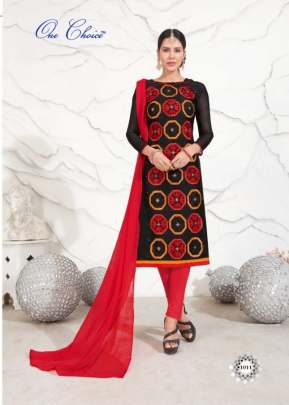 Exclusive Chanderi Dress Material In Black With Red salwar suits