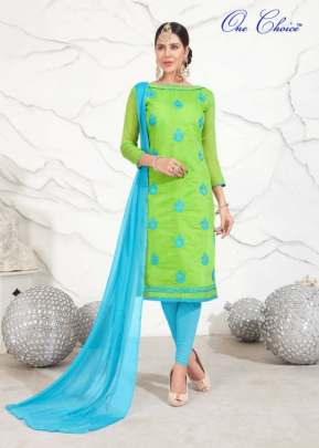 Exclusive Chanderi Dress Material In Light Green