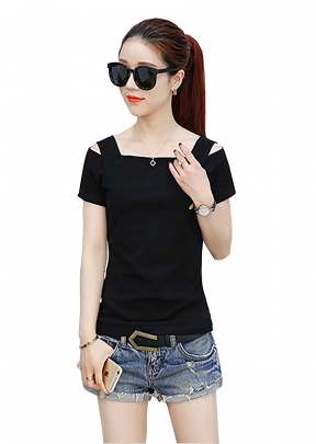 Exclusive Design Black Top With Off solder Sleeves top