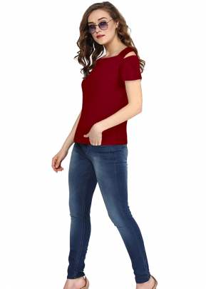 Exclusive Design Maroon Top With Off solder Sleeves top