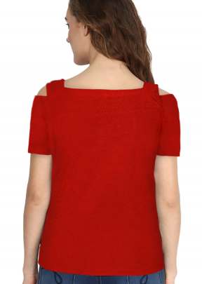 Exclusive Design Red Top With Off solder Sleeves top