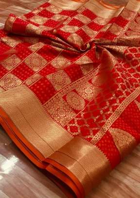 Exclusive Designer Banarasi Handloom Weaving Patola Silk Saree In Red