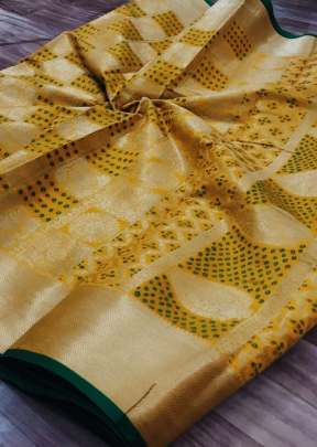 Exclusive Designer Banarasi Handloom Weaving Patola Silk Saree In Yellow SILK SAREE