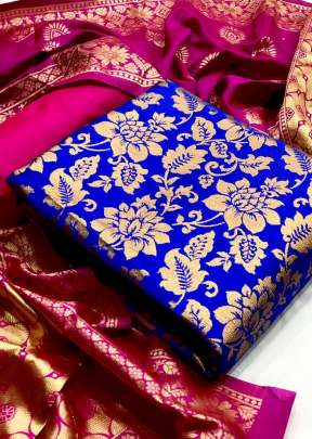 Exclusive Designer Banarasi Silk Dress Material In Royal Blue