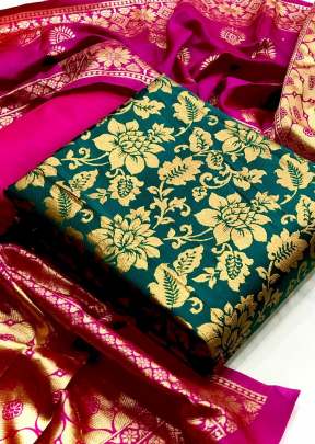 Exclusive Designer Banarasi Silk Dress Material In Green salwar suits