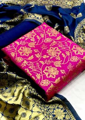 Exclusive Designer Banarasi Silk Dress Material In Royal Pink