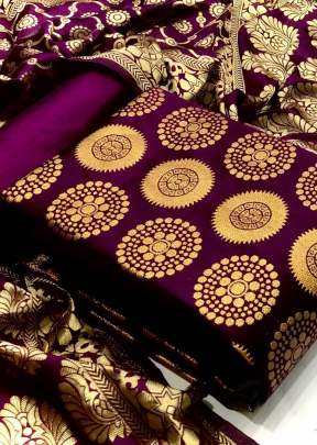 Exclusive Designer Banarasi Silk Dress Material In Purple Dress Material