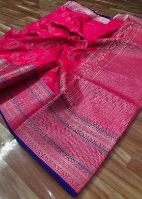 Exclusive Designer Banarasi Silk Saree With  Jacquard Pallu In Royal Pink designer sarees