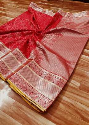 Exclusive Designer Banarasi Silk Saree With  Jacquard Pallu In Royal Red