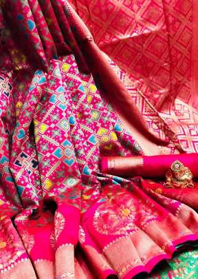 Exclusive Designer Beautiful Soft Banarasi Patola Saree In Royal Pink