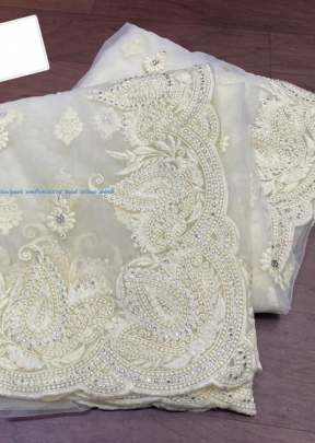 Exclusive Designer Embroidery worked Soft Net saree In White Net Saree