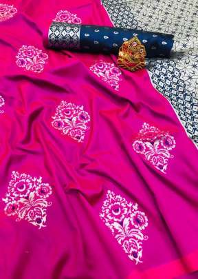 Exclusive Designer Lichi Silk Saree With Zari design In Pink SILK SAREE