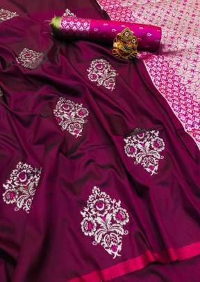 Exclusive Designer Lichi Silk Saree With Zari design In Purple