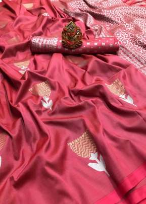 Exclusive Designer Lichi Silk Saree In Peach