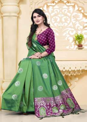 Exclusive Designer Lichi Silk Saree In Light Green designer sarees