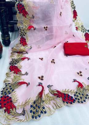 Exclusive Designer Organza Saree In Organza In Light Pink