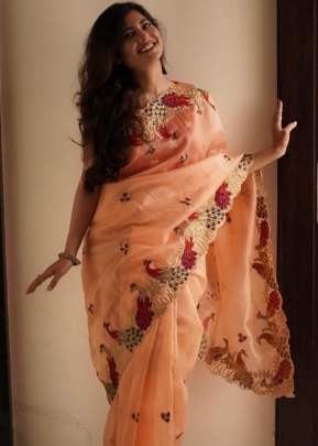 Exclusive Designer Organza Saree In Organza Orange partywear sarees