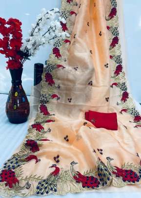 Exclusive Designer Organza Saree In Organza Orange partywear sarees